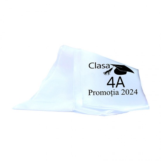 Esarfe Absolvire Alb Personalizata - Clasa 4