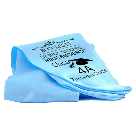 Esarfe Absolvire Bleu Personalizata - Clasa 4